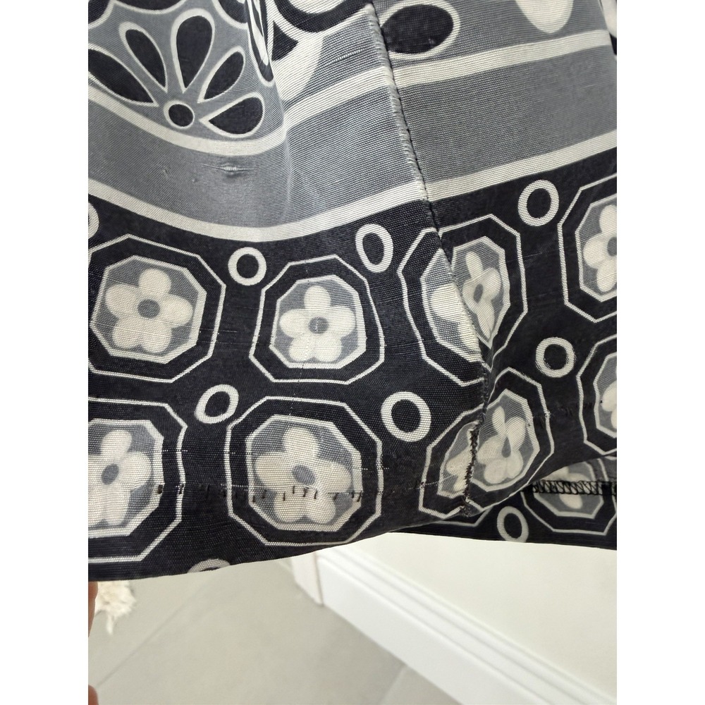 Tory Burch 100% Silk Gray White Geometric Tunic Dress Split Neck Women Shift 4 - Picture 9 of 14